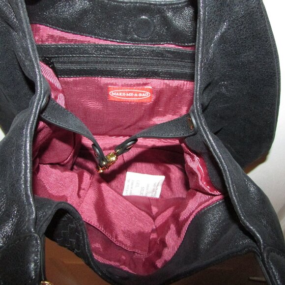 Leather Black Basketweave Hobo Handbag - NEW - Picture 10 of 10